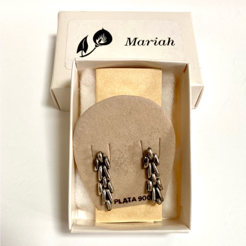 Mariah Mexico Plata 900 Silver Drop Earrings Pre-Hispanic Malacates